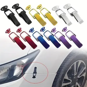 Universal Cars Accessaries 2pcs Fastener Clip Alloy Mount Hood Pin Bonnet Lock Kit Tunning Lock Kit Down Hood Lock Latch Pins