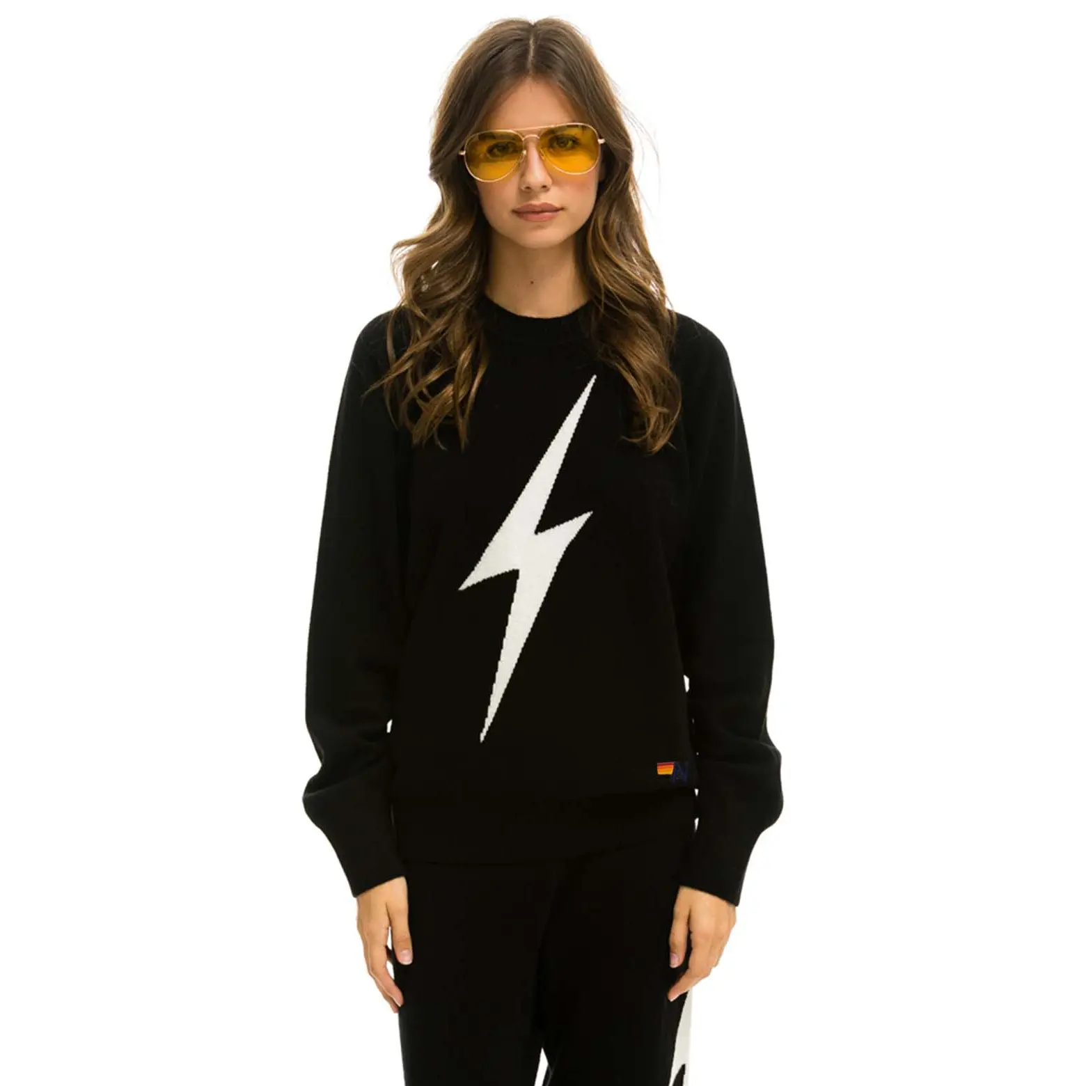 UNISEX BOLT CASHMERE LIGHT SWEATER - BLACK // WHITE BOLT