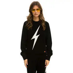 UNISEX BOLT CASHMERE LIGHT SWEATER - BLACK // WHITE BOLT