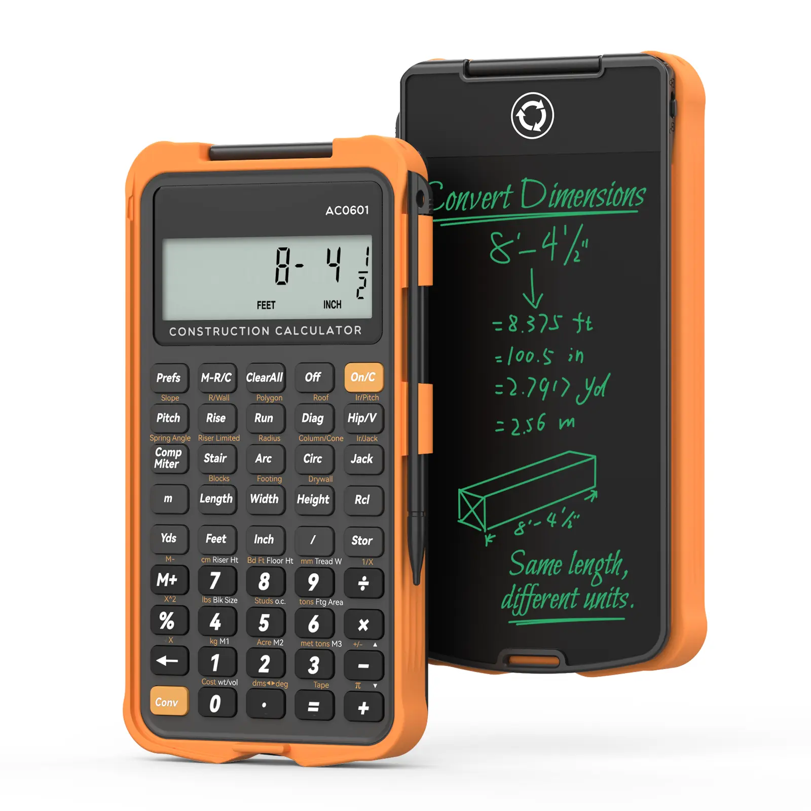 NEWYES Construction Calculator, AC0601 with Writing Tablet Industrial & Scientific Engineering Calculator for Contractor, Concrete Pocket Feet-inch-Fraction Calculators for Carpenter, Framer, Remodeler