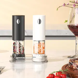 Electric Salt & Pepper Grinder Set, Rechargeable Automatic Pepper Mill Grinder with LED Light, Adjustable Coarseness Shakers, One-hand Operation for Kitchen, Kitchen Gadgets, Kitchenware