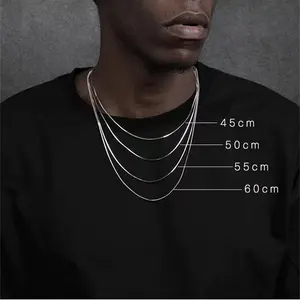 1.2mm Men's Silver Color Stainless Steel Square Snake Bone Chain Necklace Hip Hop Trendy Party Jewelry Accessories Gift