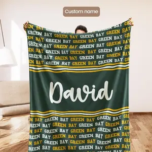 Green Bay Football Team Blanket, Custom Packers Fan Gift, Green Bay Fan Gift, Gift for Football Fan, Wisconsin Fan Gift, Gift for Husband