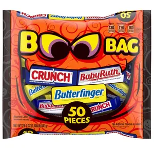Butterfinger, CRUNCH and Baby Ruth, 50 Count, Candy Variety Pack, Individually Wrapped Assorted Fun Size Halloween Candy, 29.7 oz Bag