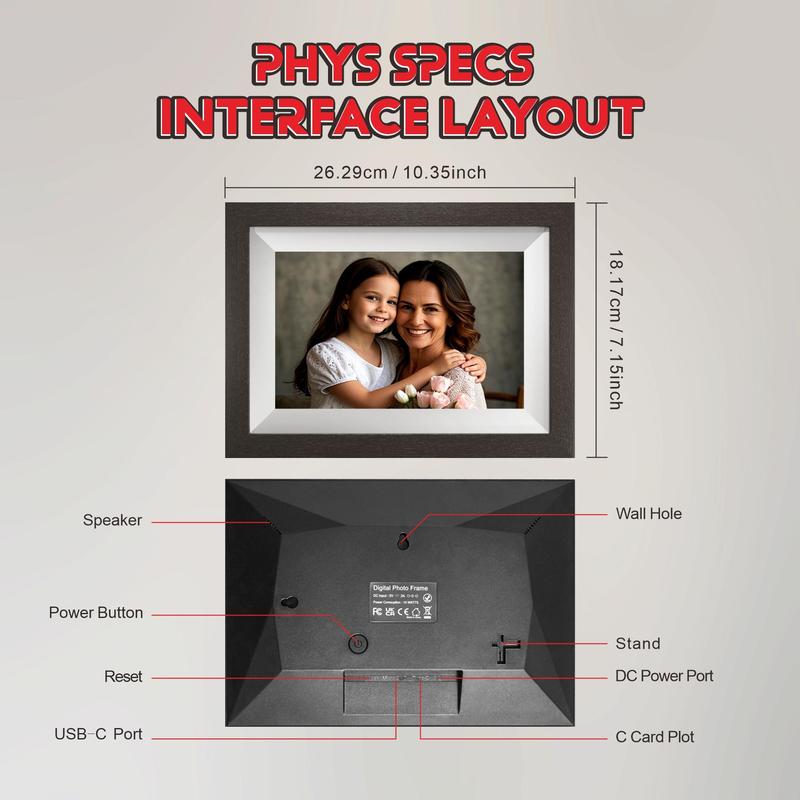 Ekoio Frameo Digital Picture Frame 10.1 Inch WiFi,gift idea, IPS Touch Screen Smart Cloud Photo Frame with 32GB Storage, Auto-Rotate Easy Setup to Share Photos or Videos, White Wall Mountable