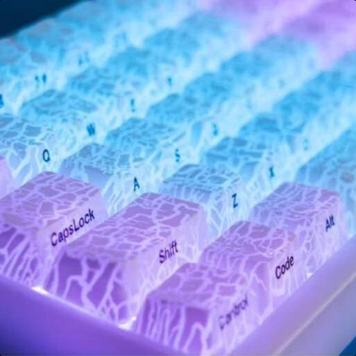 【Keycap Only】FURYCUBE Crakle Coated Translucent Keycaps 112 Keys Cherry Height Textured feel Mehcanical keyboard keycap, Cool Funny beautiful keycaps, for gaming/office/student, gift