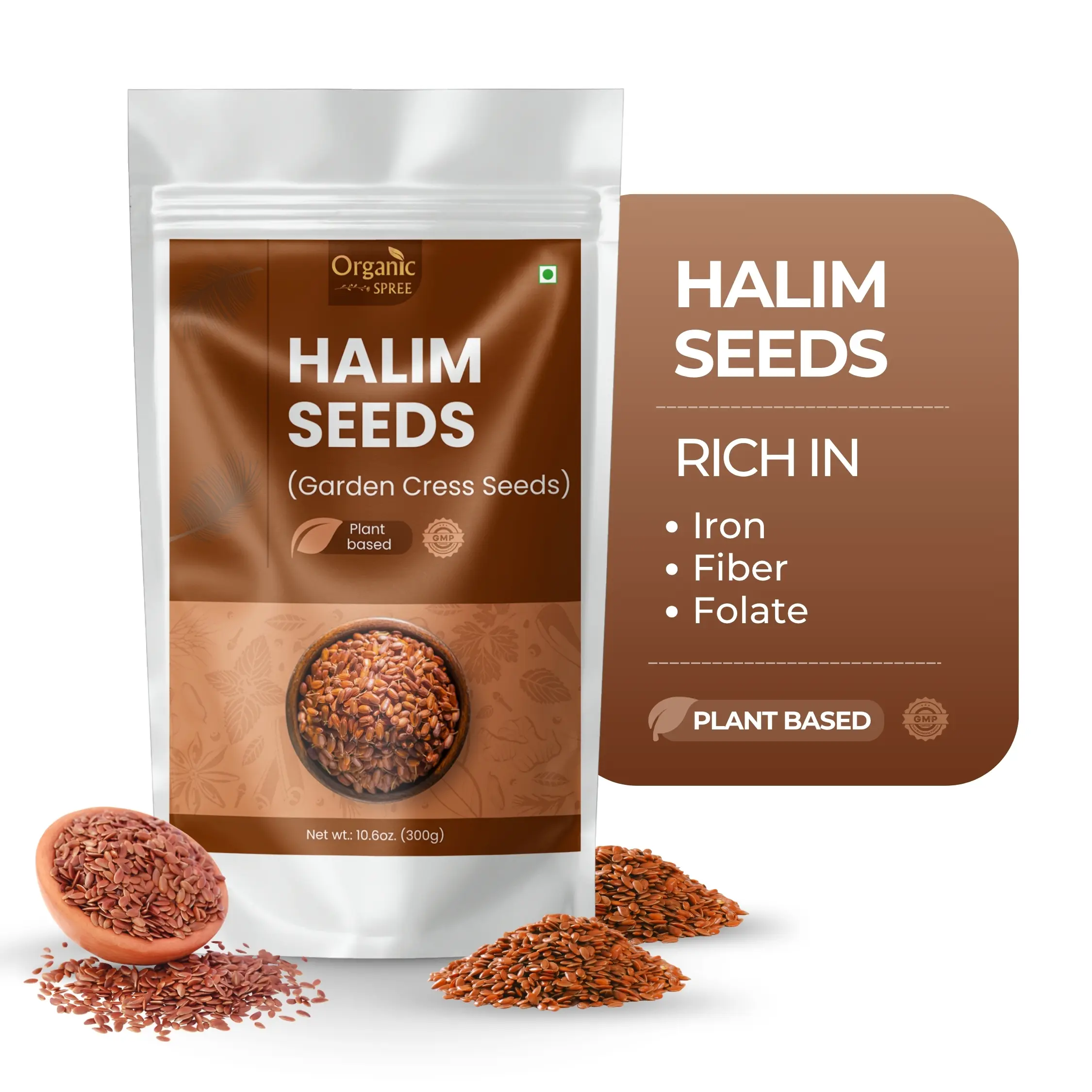Organic Spree Garden Cress Seeds (Halim) – Nutrient-Rich Edible Seeds | Iron & Protein Superfood | 10.6oz Pure & Natural