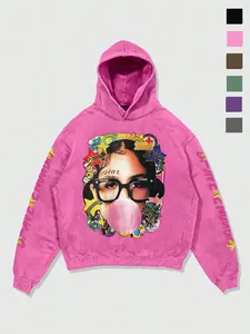 Fashion Vintage Long Sleeve Graphic Team Hoodie for Men & Women, Comfortable Cotton Blend Pullover, Unique Star Print Design, Casual Streetwear for Outdoor & Indoor Use