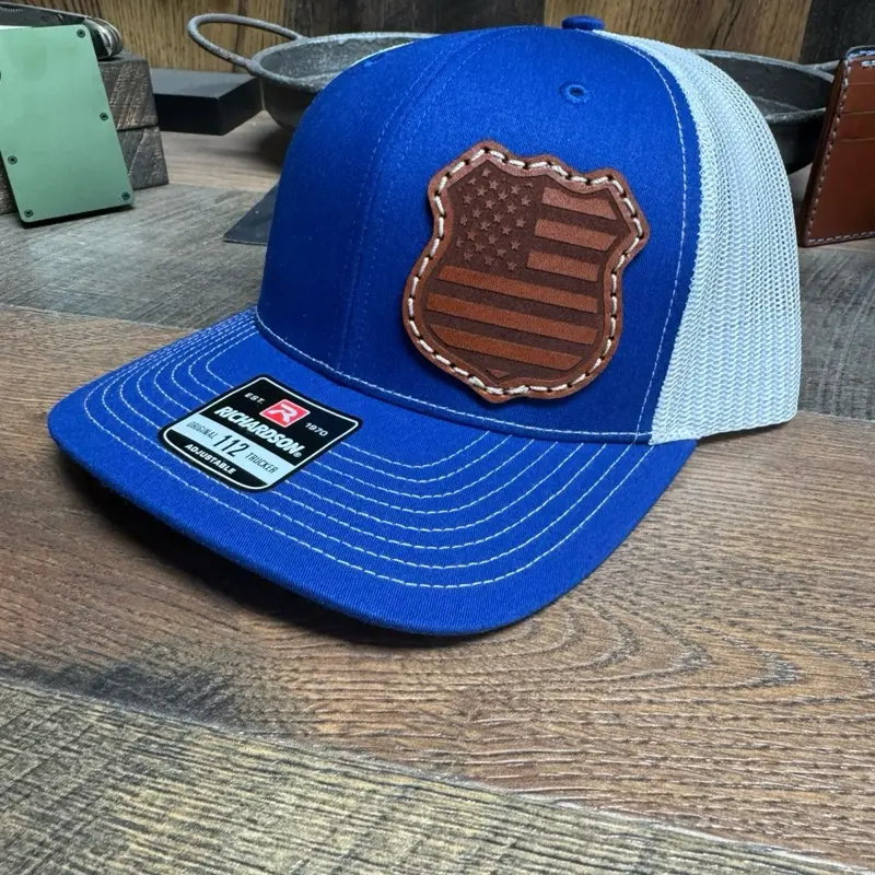 Police Hat, American Flag Badge, Custom Police Badge Hat, First Responder, Police Officer, Badge Hat, K-9, Sheriff, Deputy, Five-O, Blue Code, Gift, His Her, dad hat, Trucker Hat, Blue Shield