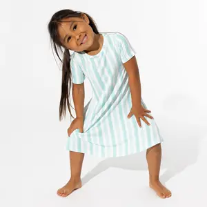 Slumber Stripes Bamboo Girls' Short Sleeve Dress