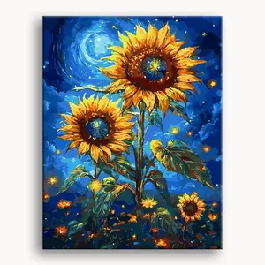 Chasing Sunflowers DIY Paint By Numbers Kit-Framed & Unframed (Easy painting for All Ages) Gift Box Brushes