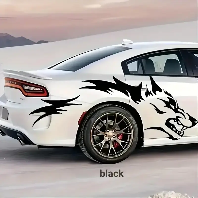 1 Pair Universal Wolf Totem Car Sticker, Waterproof Self-adhesive Vinyl Decals, Personalised Vehicle Modification Decal for Car Body and Side Door