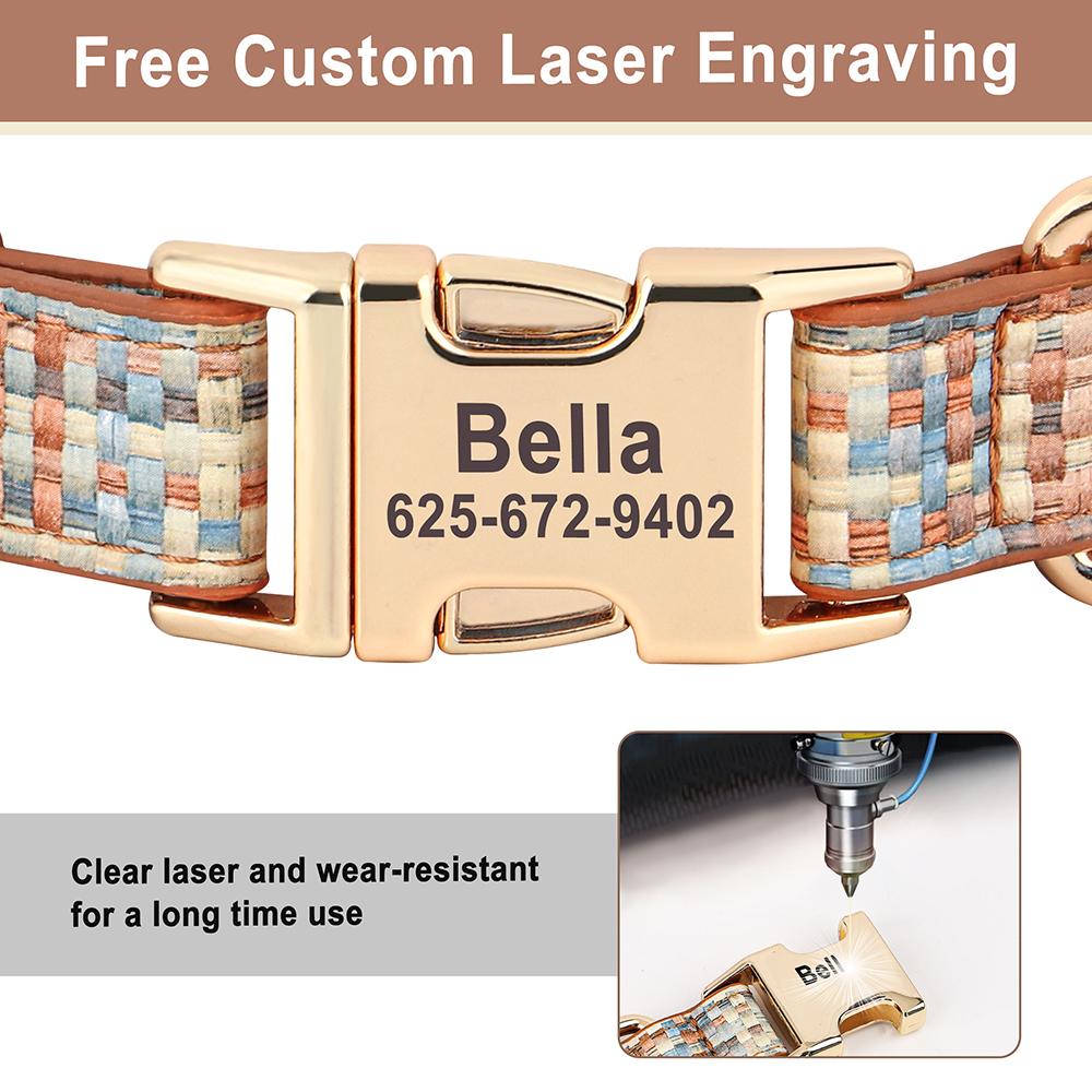 Personalized Leather Dog Collar With Bowknot