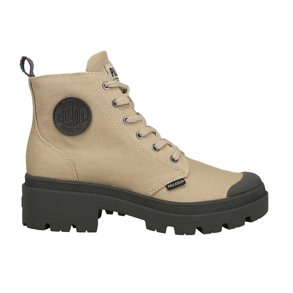 Palladium Womens Pallabase Round Toe Platform Zippered Casual Boots Ankle Mid Heel 2-3" - Beige Palladium Womens Pallabase Round Toe Platform Zippered Casual Boots Ankle Mid Heel 2-3" - Beige