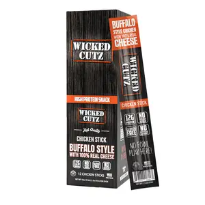 Wicked Cutz Buffalo Style Chicken with Pepper Jack Cheese Snack Sticks - High Protein, Gluten Free, Low Carb