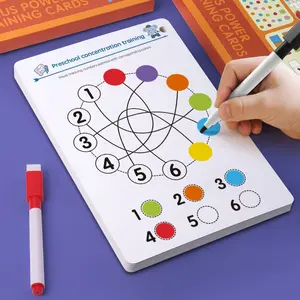 64-Page Reusable Educational Activity Pad Set with 8 Pens & 1 Blackboard Eraser, Erasable Features, Perfect for Kids' Art & Control Practice - Preschool Learning Tools | Writing Board, Colorful & Reusable Pages