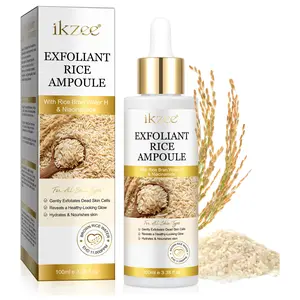Ikzee Rice Exfoliating Essence Hydrating Aesthetic Ampoule 100ML, Gentle Daily Facial & Body Scrub, Brightening Skincare, Liquid Form, No Alcohol/aerosol