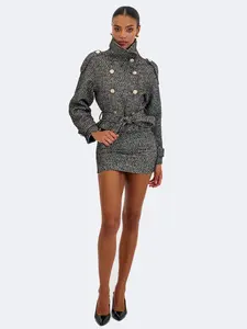 Sandra Black & White Tweed Mini Skirt