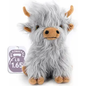 Highland Cow Stuffed Animal Toy, Gray Microwavable Highland Cow Gift for Girls and Kids, 9.8in, 1.65lb