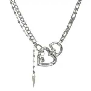 Spice Girl sweet cool hollow love necklace female metal style advanced design sense Instagram hip hop European and American minority collarbone chain