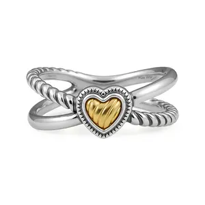 Mytys Heart Rings Cross Braided Rings Geometric Two tone Twisted Design Perfect Gift For Birthday Annivesary Daily Wear