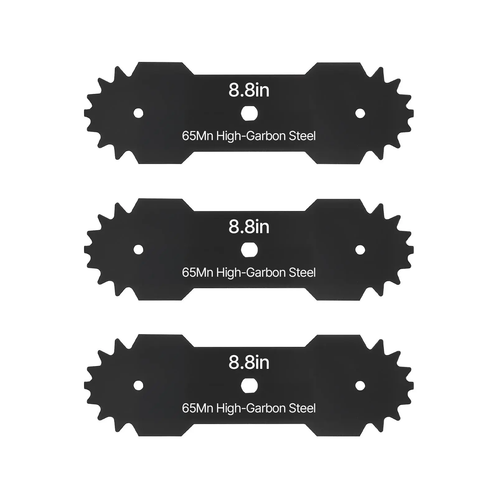 VEVOR 3-Pack Electric Edger Replacement Blades, 8.8-in Length Wider 8.8" Pass, 65Mn High Carbon Steel with Electrophoretic Coating, Multi Serrated Sharp Edge, Rainwater-Resistant Lawn Equipment Accessories, Compatible with VEVOR ASYTM01230 Edger, Resists