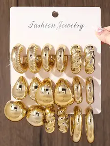 Women's Minimalist Geometric Design Hoop Earrings, Vintage Hoop Earrings for Women & Girls, Trendy All-match Fashion Jewelry for Daily & Party Decor