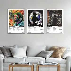 Rod Wave/Beautiful Mind/Ghetto Gospel/Pray 4 Love, Song Art, Living Room Gift, Music Lovers, Wall Art Set, Suitable for Living Room, Bedroom, Office, Printed Artwork, Frameless