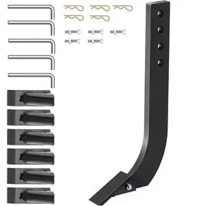 Tuspuzz Box Blade Shank,  18'' Scarifier Shank, 4 Holes Box Scraper Shank, Ripper Shank with Removable Tapered Teeth and Pins, Adjustable Shanks Assembly for Replacement, Digging, Plowing, 5PCS