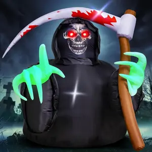 Halloween inflatable decorations, Death God outdoor Halloween decorations with LED lights. Perfect for Halloween parties, festivals, and decorating indoor or outdoor gardens, lawns, and patios
