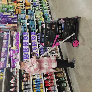 multifunctional folding cart,2 baskets included,collapsible Shopping Cart,storage cart,Modern Portable collapsible Multi-Tier double decker wagon,lightweight,BlackFriday