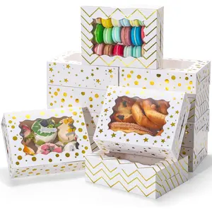 12 count Christmas Cookie Boxes for  Giving, 8x6x2.5in White Bakery Boxes with Window for  and Pastry,Holiday Small  Boxes for Dessert, Donut, Mini Cake,Thanksgiving