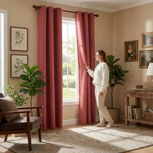 2 panel curtain set 34x95 inches of fully opaque solid color circle-patterned curtains, 100% light-blocking, thick, Blackout Privacy Grommet Curtains Set cortinas para salas，cortinas para salas，curtains for bedroom，L69