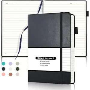 Lined Journal Notebook, Hardcover Numbered College Ruled Journal, Medium 5.5x 8.25, 160 Pages 100GSM Writing Paper, Black