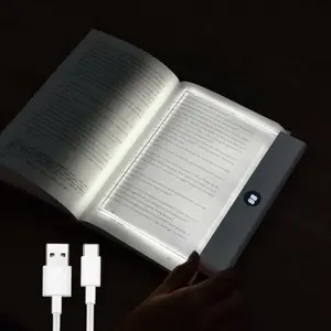 Book Light, Rechargeable Clear LED Flat Reading Light with 3 Colors & Timer, Dimmable Panel Plate Lamp Book Full Page Light for Reading in Bed at Night, Funny Gifts for Readers Kids Women Men