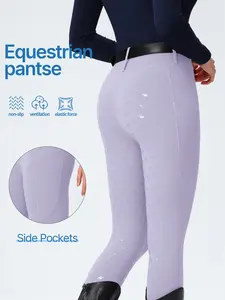 Women's Equestrian Pants, Spring Summer Full Seat Anti-Slip Wear-Resistant, Side Pockets, High Elasticity, Quick-Dry, Breathable, No Belt Included
