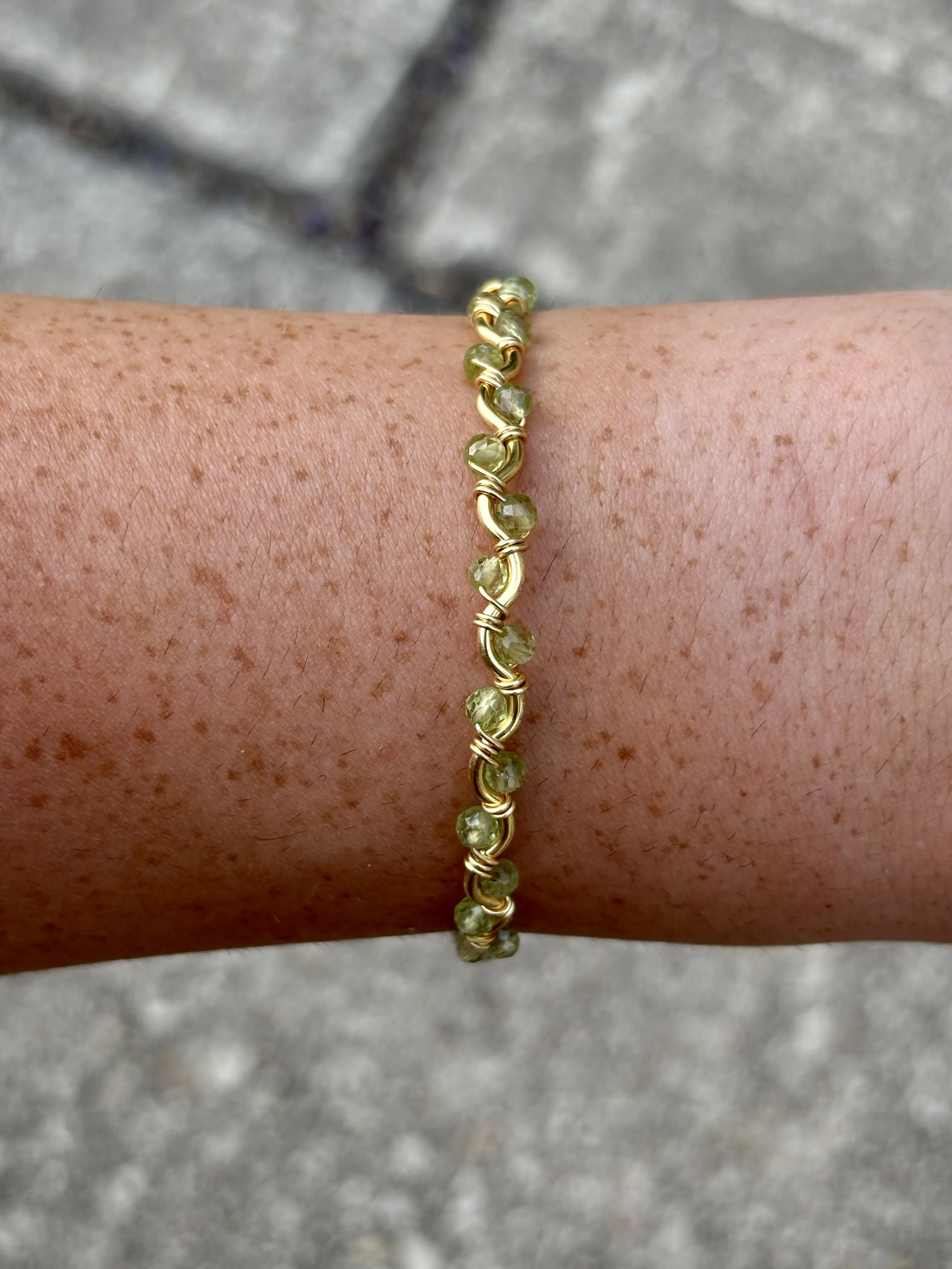 August Peridot Birthstone Bracelet | Handmade Wire Wrapped Jewelry | Trendy Jewelry