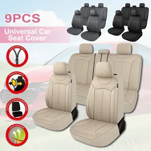 Leather Seat Covers Full Set Universal Water Resistant 3D Foam Back Support, Luxury Comfort Automotive 5 Seat Covers All Season Fit for SUV,Sedan,Van, Airbag Compatible Elegance