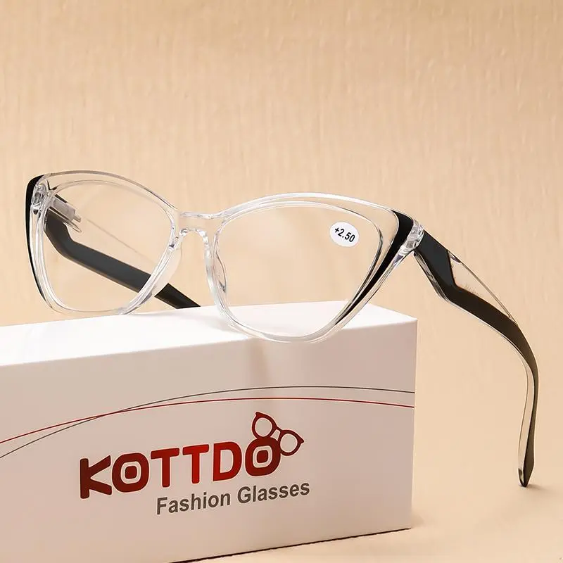 New Transparent Cat Eye Reading Glasses Retro Fashion Hyperopia Eyeglasses Women and Men Reading Eyewear+1.0+1.5+2.0+3.0+3.5+4.0