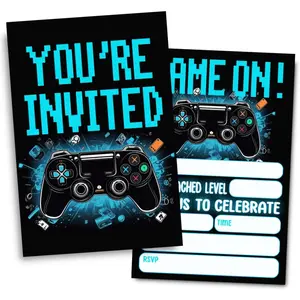 Video Game Birthday Party Invitations, Game Themed Party Invitations Card for Boys Girls (30 Cards & 30 Envelopes)