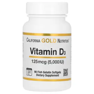 California Gold Nutrition Vitamin D3, 125 mcg (5,000 IU), 90 Fish Gelatin Softgels