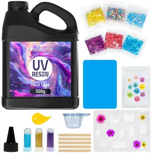 BondCraftor 500g DIY UV Resin Starter Kit Fast Curing Low Bubble for Jewelry Crafts Keychains Resin Pour Beginner Friendly Gift High Purity Clear Crystal Safe Formula