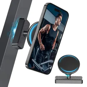 Dual Magnetic Phone Holder for Gym,360°Adjustable Gym Phone Holder Magnet,Strong Magnet,Gym Accessories Essentials for Men/Women,Compatible with MagSafe for iPhone 17/16/15/14/13 Pro Max Plus ＆ Android