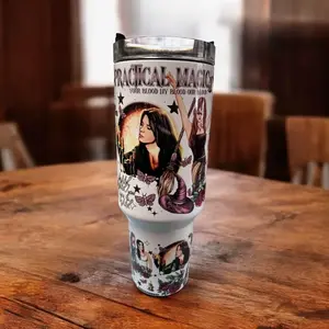 Witchy Sisters Vibes Tumbler  | 40oz Midnight Magic with Handle Drinkware Flasks
