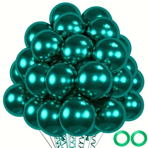 50pcs Chrome Emerald Green Balloons 12 Metallic Double Layer Latex for Wedding, Graduation & Baby Shower Decoration