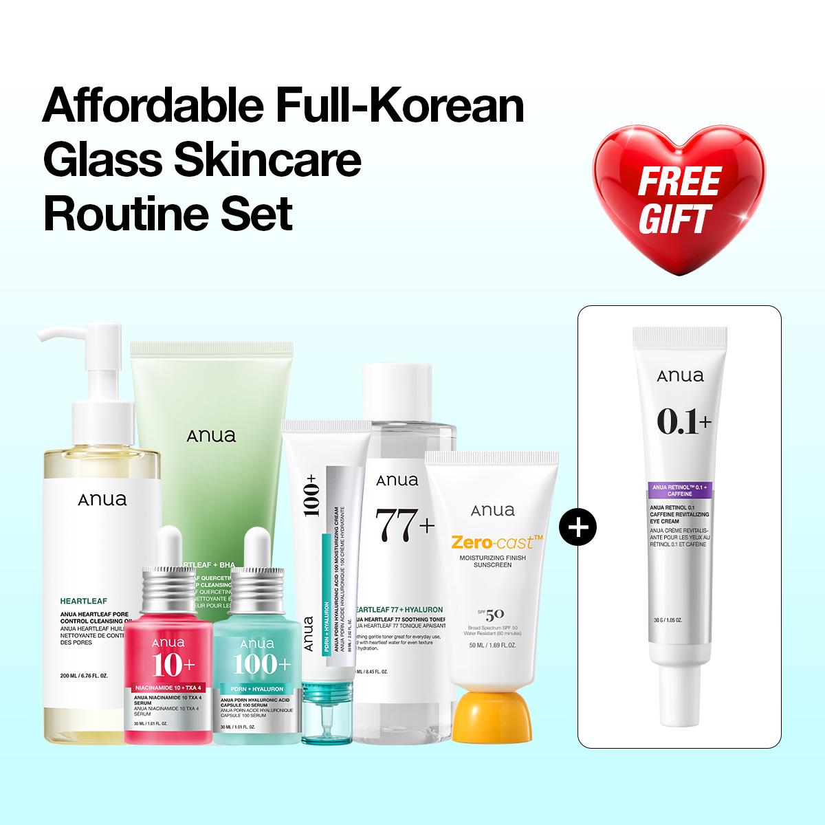 [Anua] Affordable Full-Korean Glass Skincare Routine Set8 Essential Tiktok Viral Items in one bundleFor Hydration, Hyper