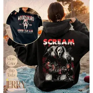 Woodsboro Horror Film Club 2 Sided Sweatshirt, Ghostface Shirt, Scary Halloween Hoodie, Horror Film Club Sweater, Woodsboro Scream Shirt, Scream Ghost Shirt