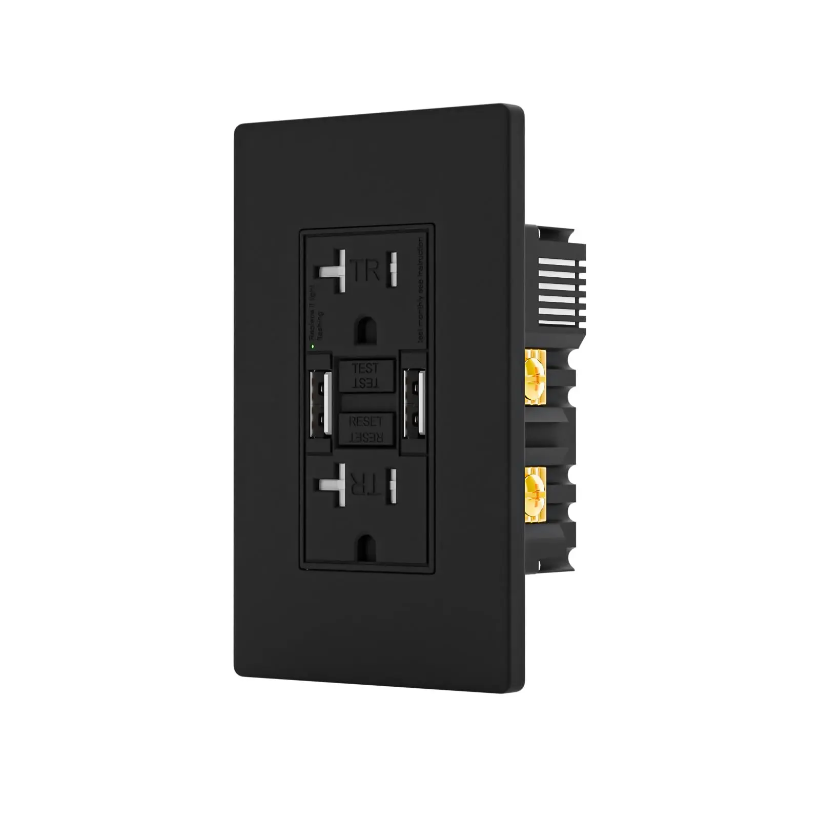 20 Amp GFCI Outlet with Dual USB-A Ports, Self-Test GFCI Electrical Outlet, Tamper-Resistant GFCI Outlet, Screwless Wall Plate Included, ETL Listed, Black,1-Pack