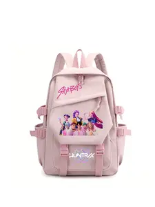 1pc  Women's backpack, solid color backpack, zipper closure, kpop girl group print, fashionable and versatile, casual and simple, suitable for students to go to school, campus, work, commuting, shopping, Cute Versatile Backpack, women's backpack