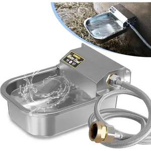 Automatic Water Dispenser for Dogs, 101oz Outdoor  Water Bowl, 304 Stainless Steel Water Feeder for Small to Large Pets, Large Livestock Waterer, Anti-Tipping, Water Auto-Fill, Easy to Clean